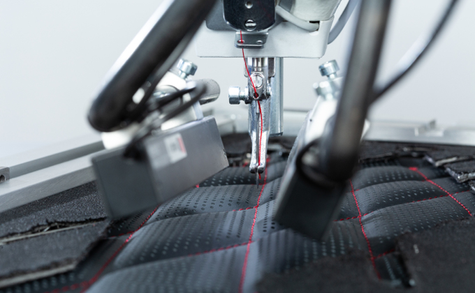 Car seat covers being manufactured