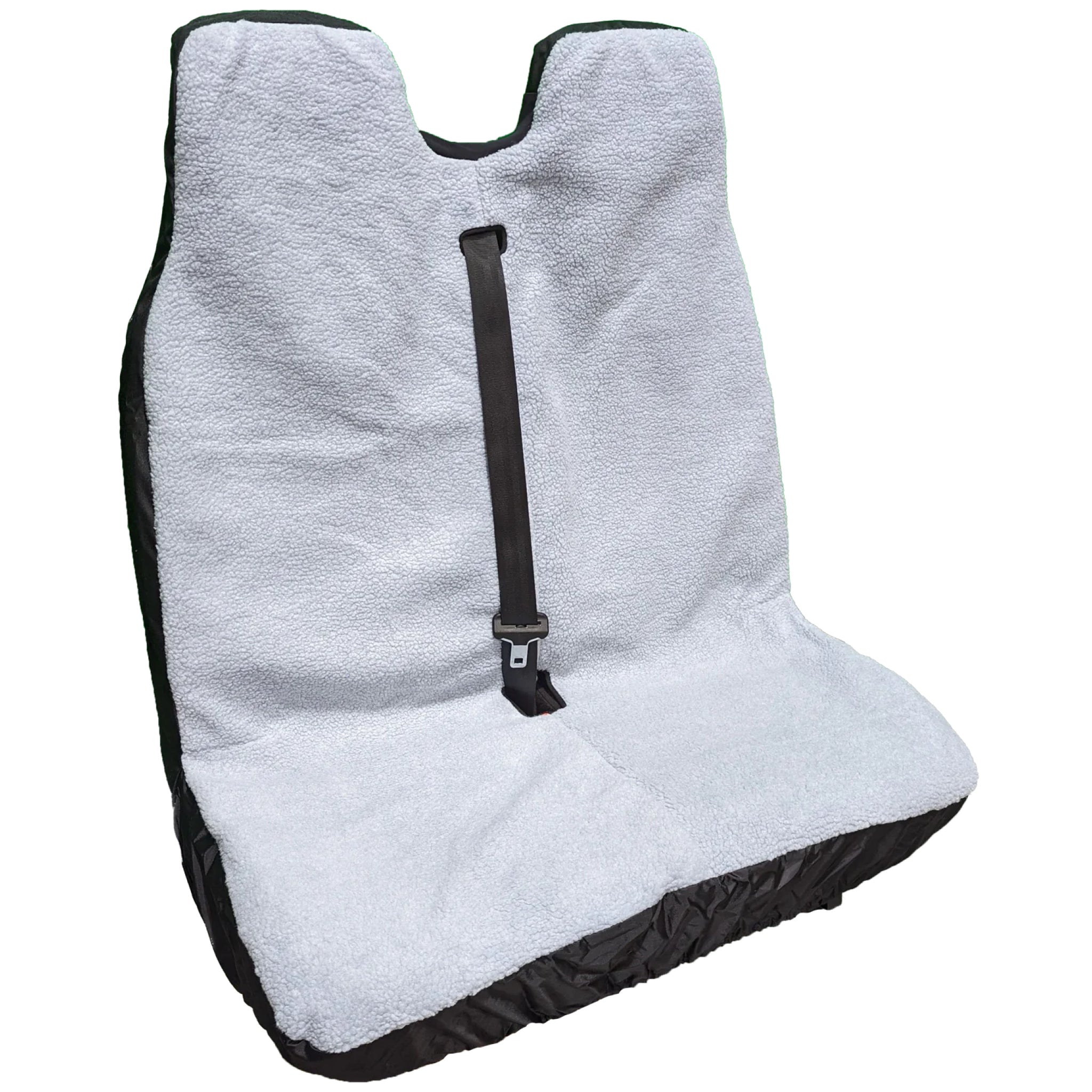 Grey Fluffy Double Passenger Seat Cover