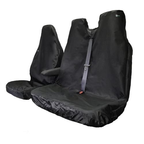 Front van seat cover set Driver and Double Passenger - Black