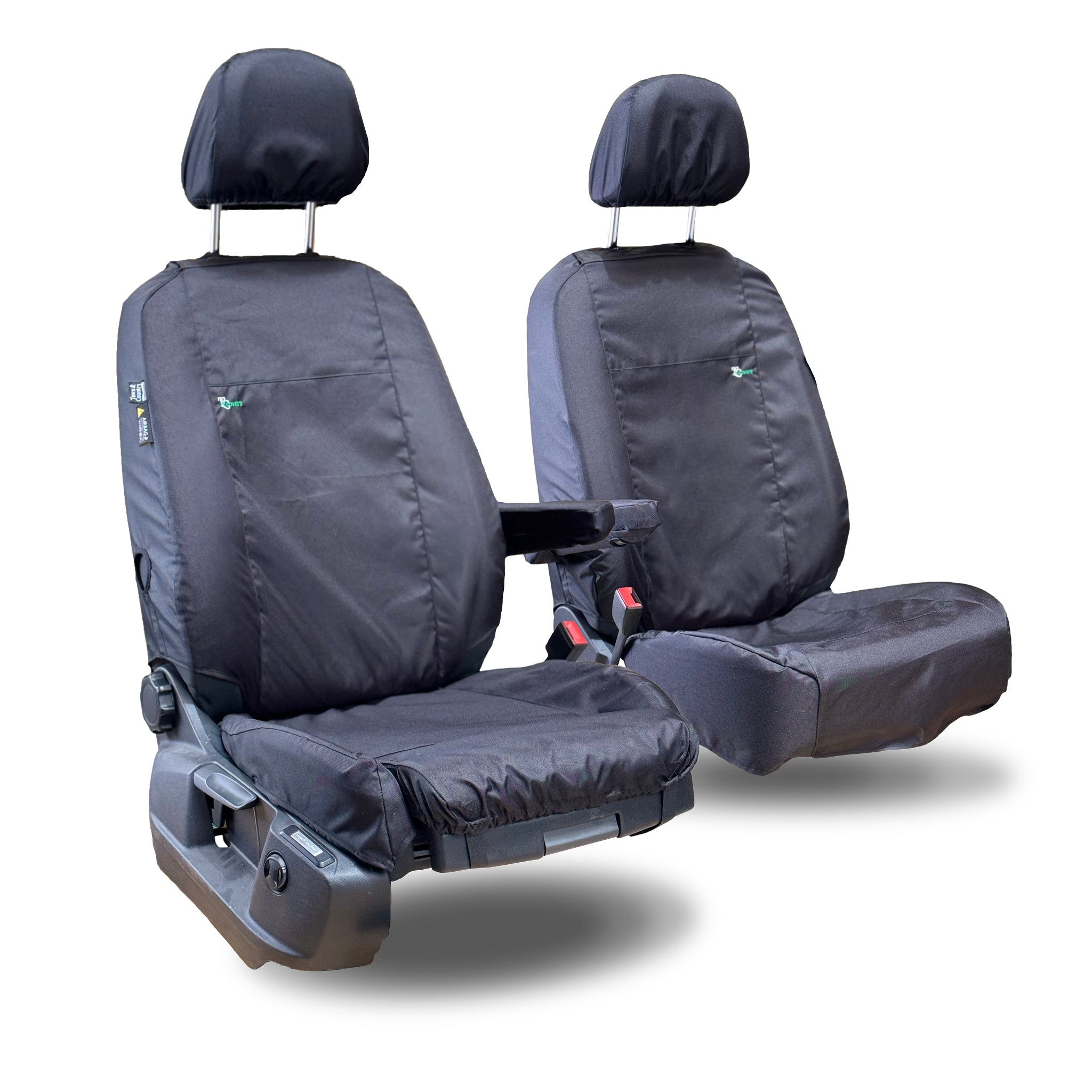 VW Caddy Drivers and Passenger Seat Covers with knee support on drivers seat