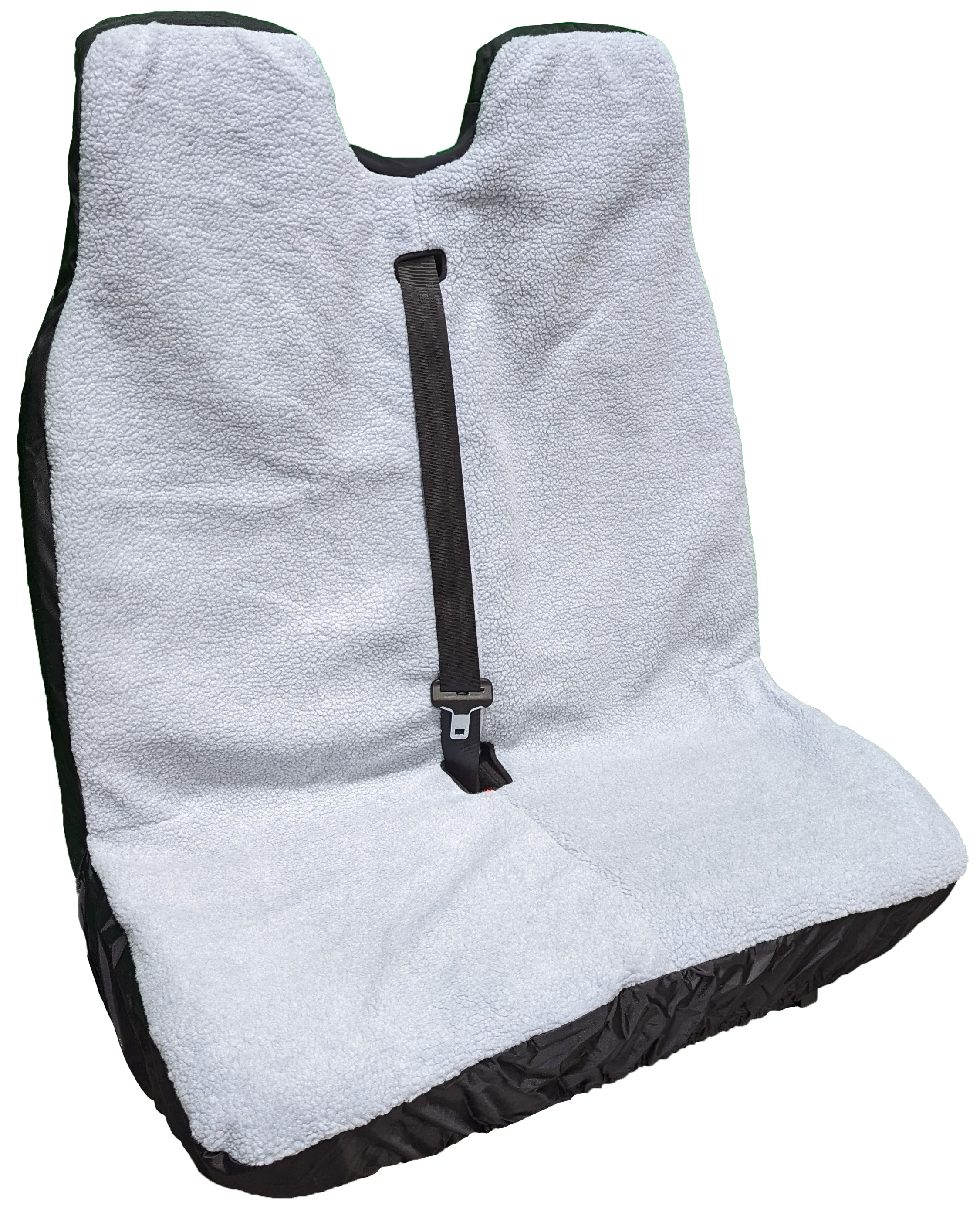 Grey Fluffy Double Passenger Seat Covers