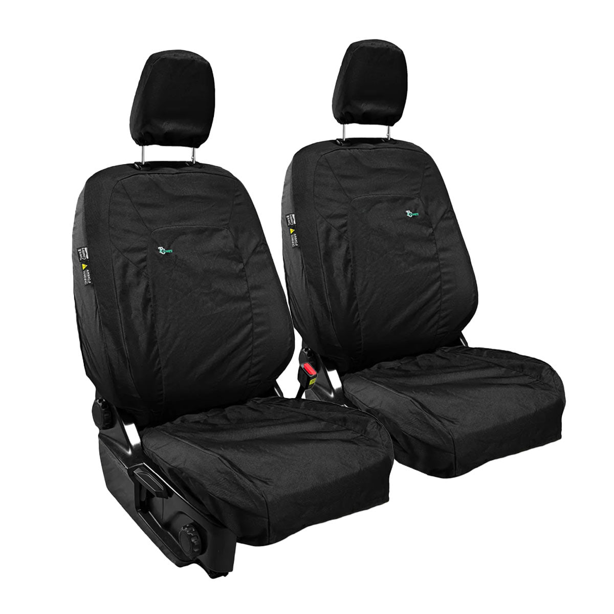 Black ford transit custom seat covers on a white background