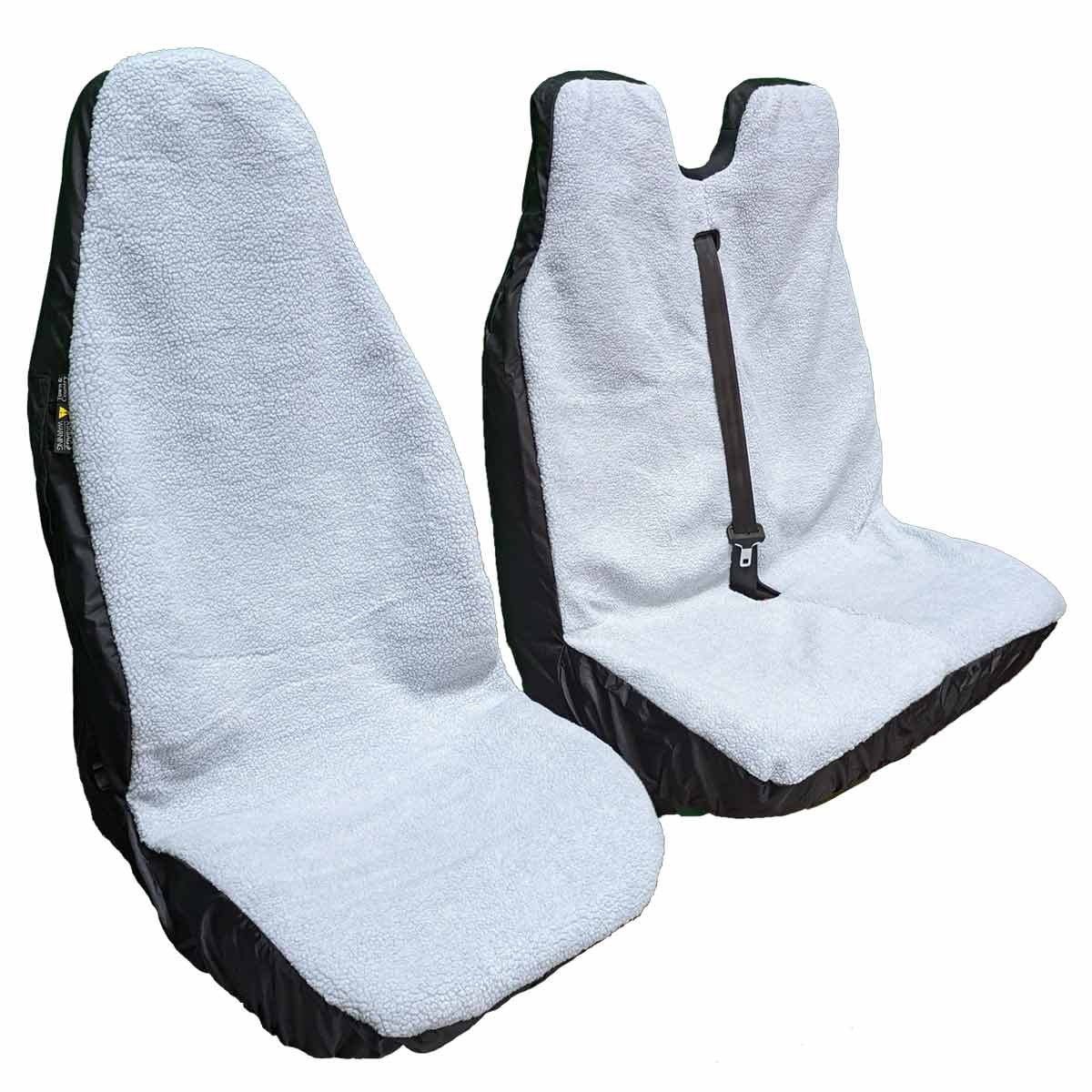 Fluffy Van Seat Cover Front Set - Grey