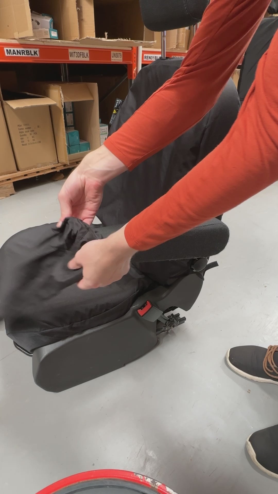 Seat cover armrest fitting