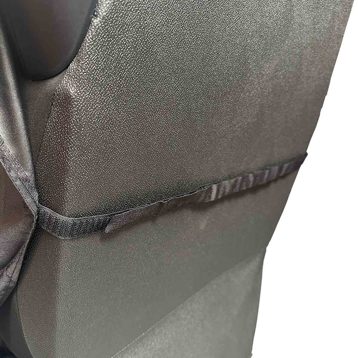 Truck seat cover hook and loop fastenings