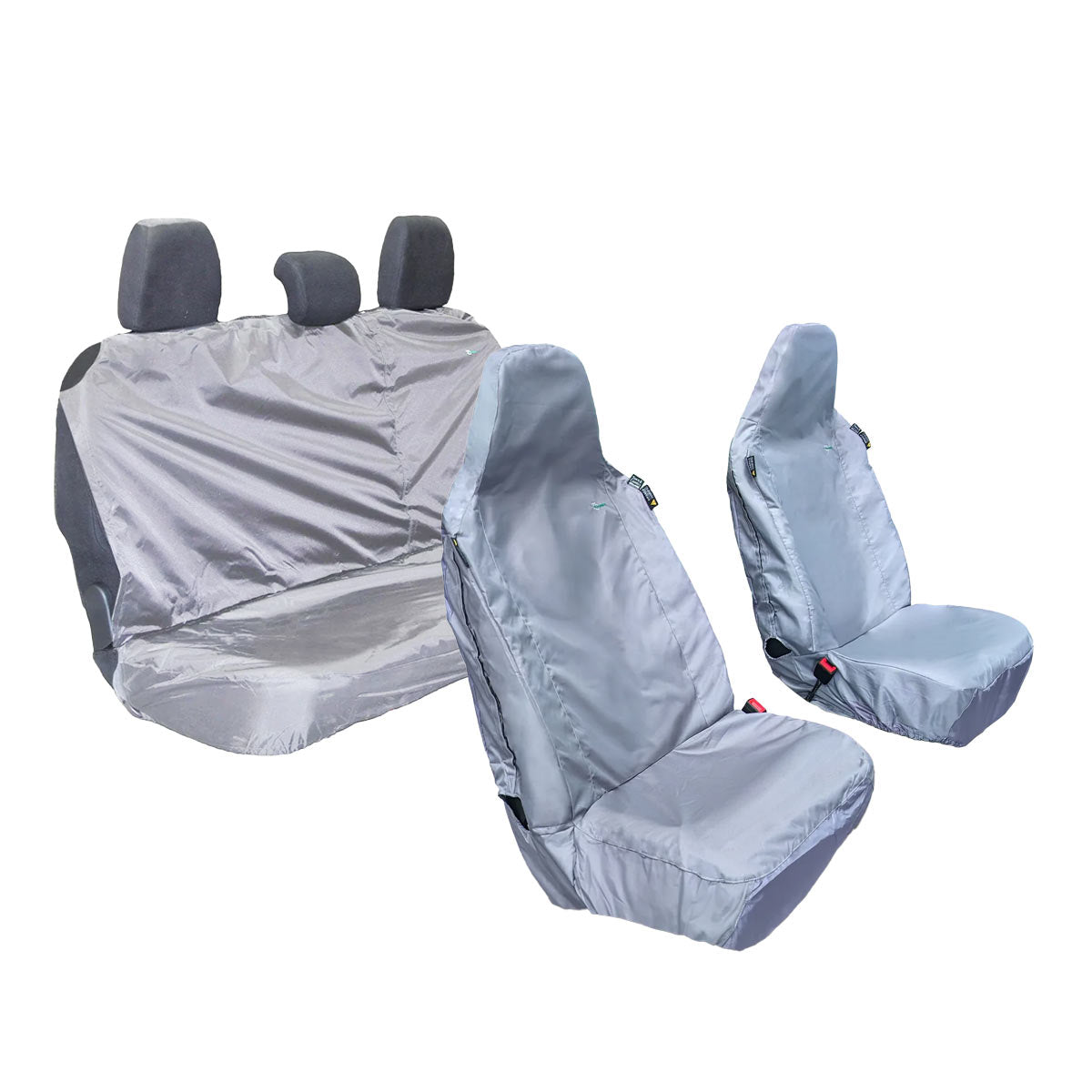 Medium universal car seat cover set on front and rear seats in Grey