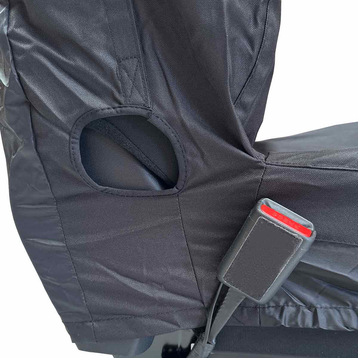 Universal car seat cover seat adjustment access points