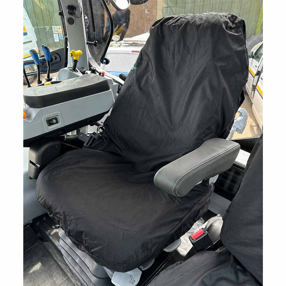 Black High-Back Tractor Seat Cover - Armrest Compatible