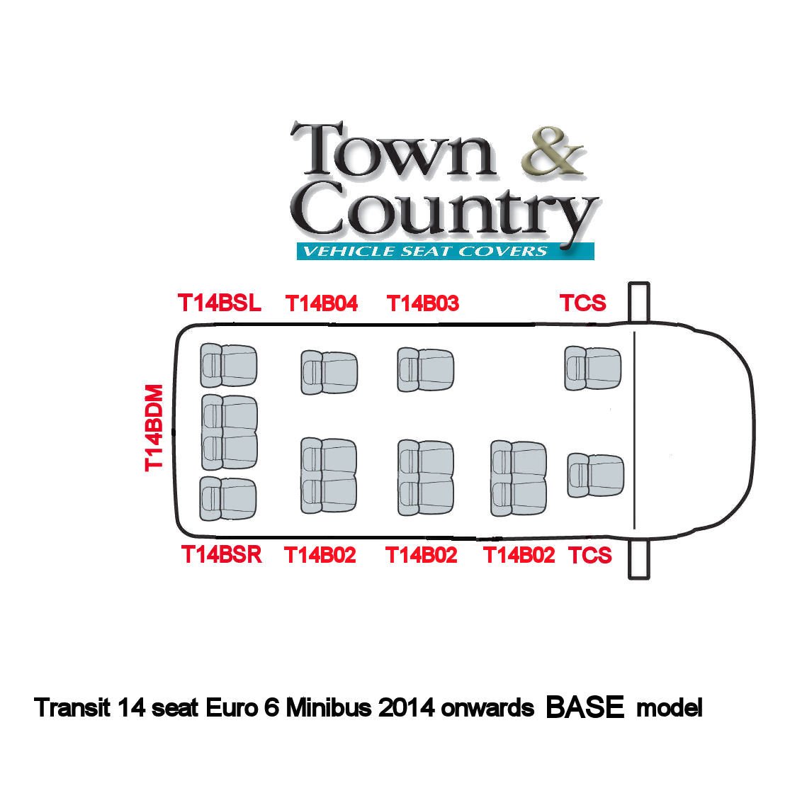 14 seat Ford Transit Minibus Euro 6 seat cover layout plan