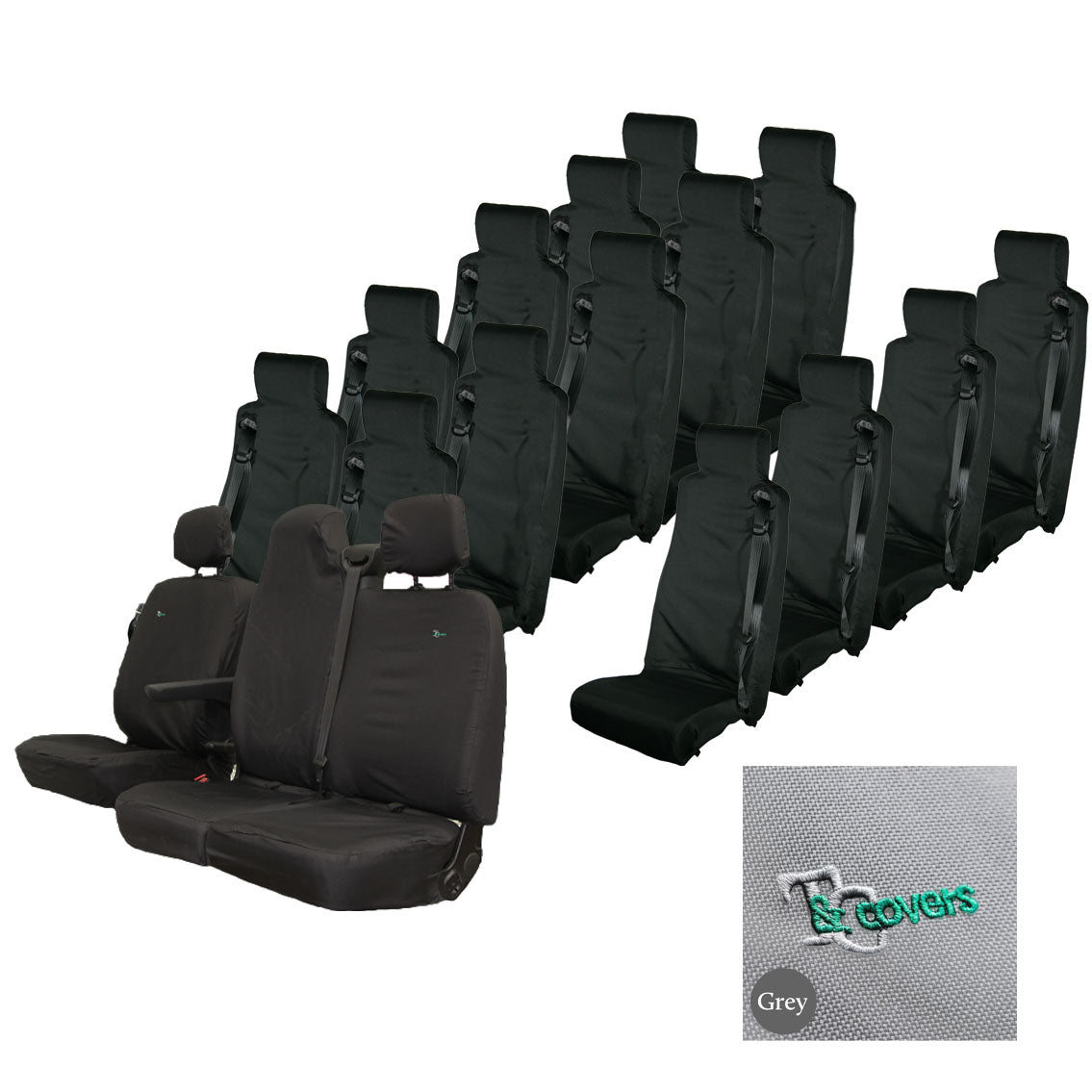 Renault Master 17 Seater Minibus Seat Covers - Grey