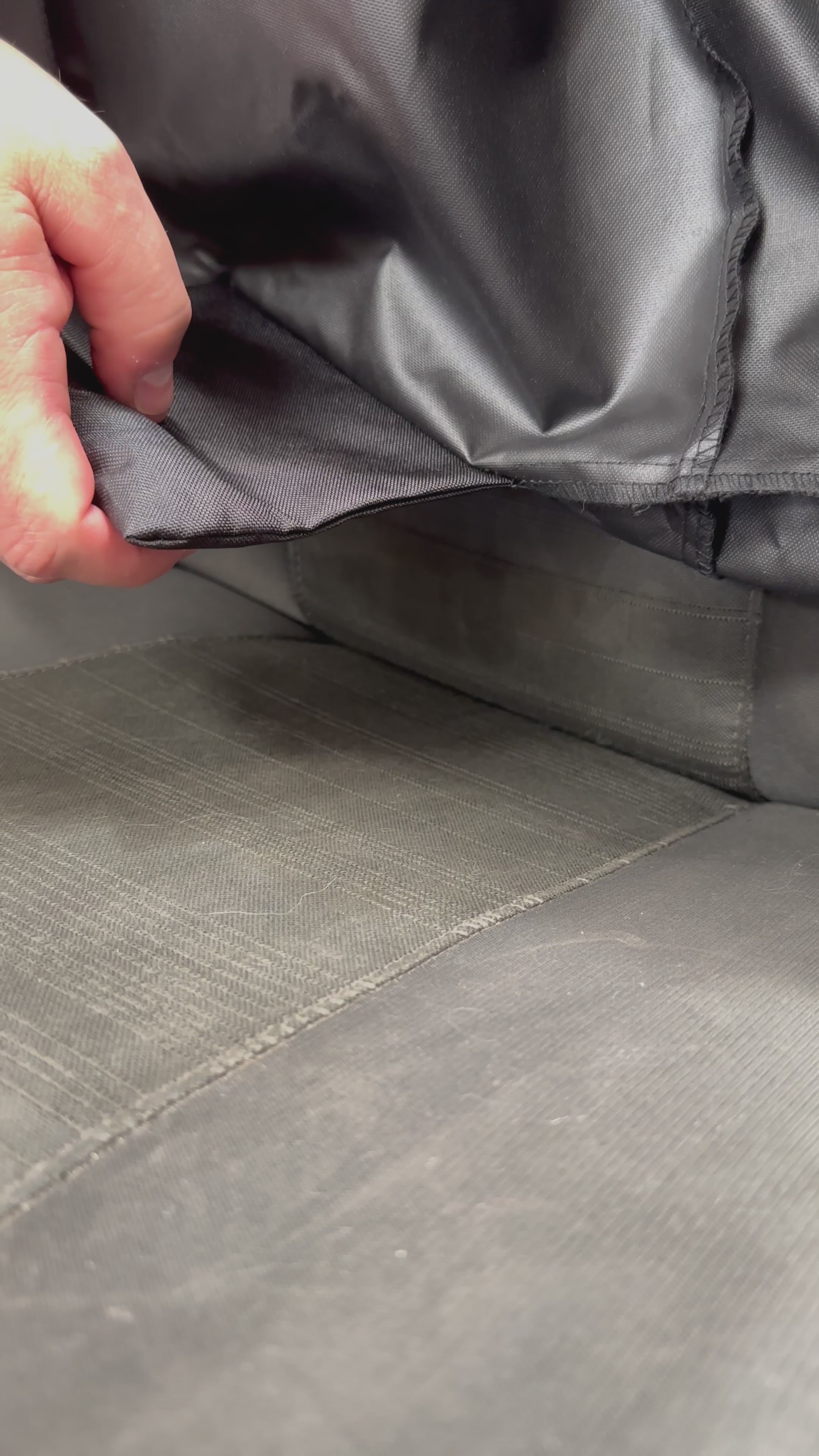 Front seat covers fabric tuck fixing point