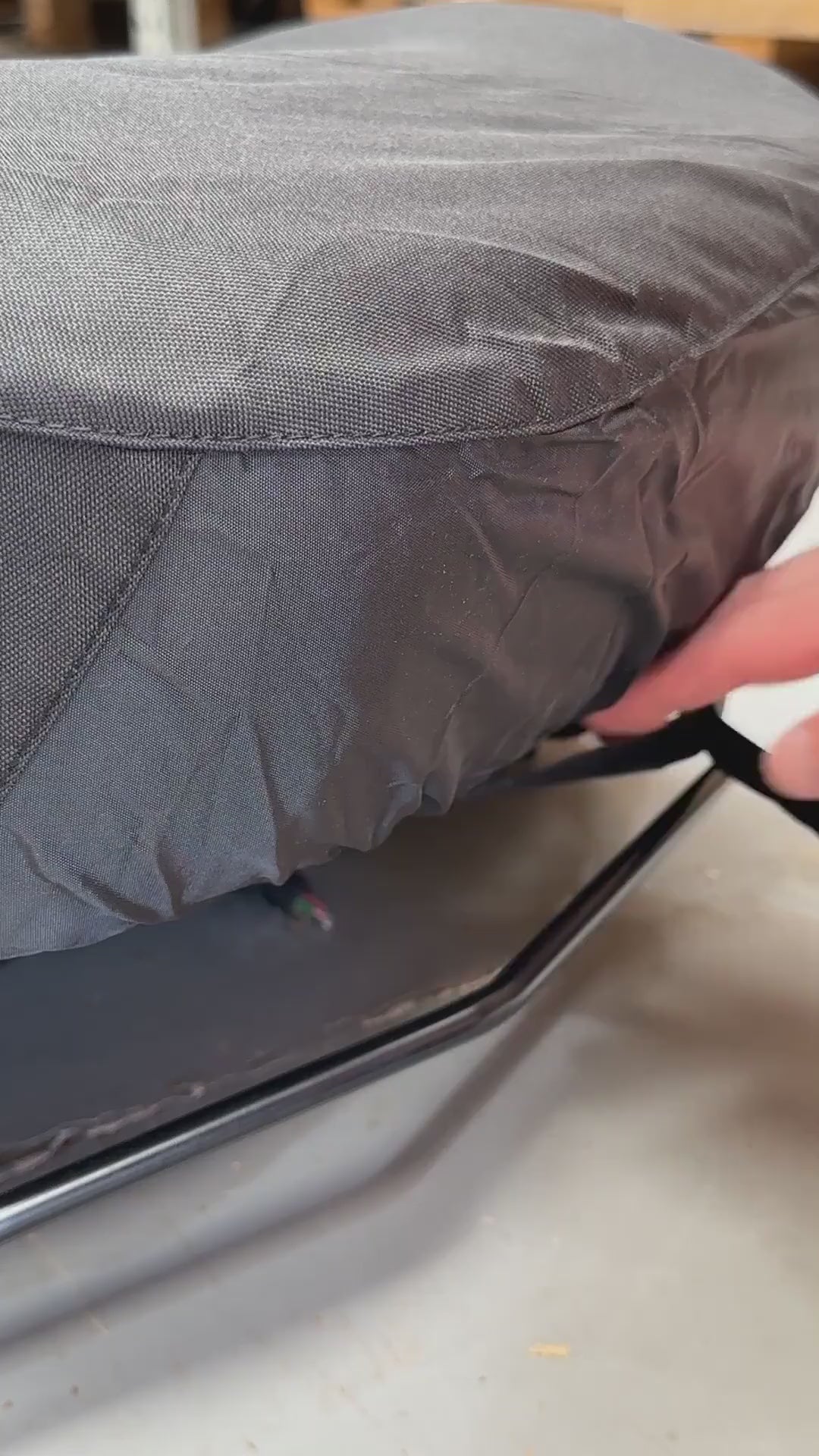 Under seat hook and loop fastening