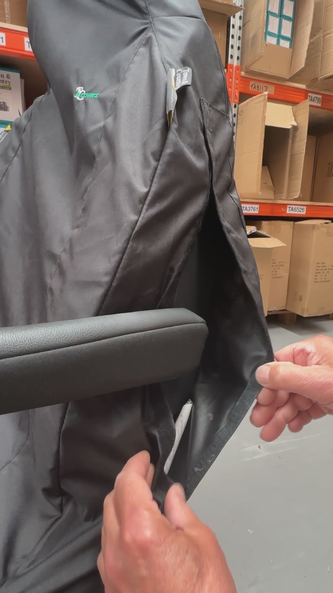Armrest hook and loop fastenings