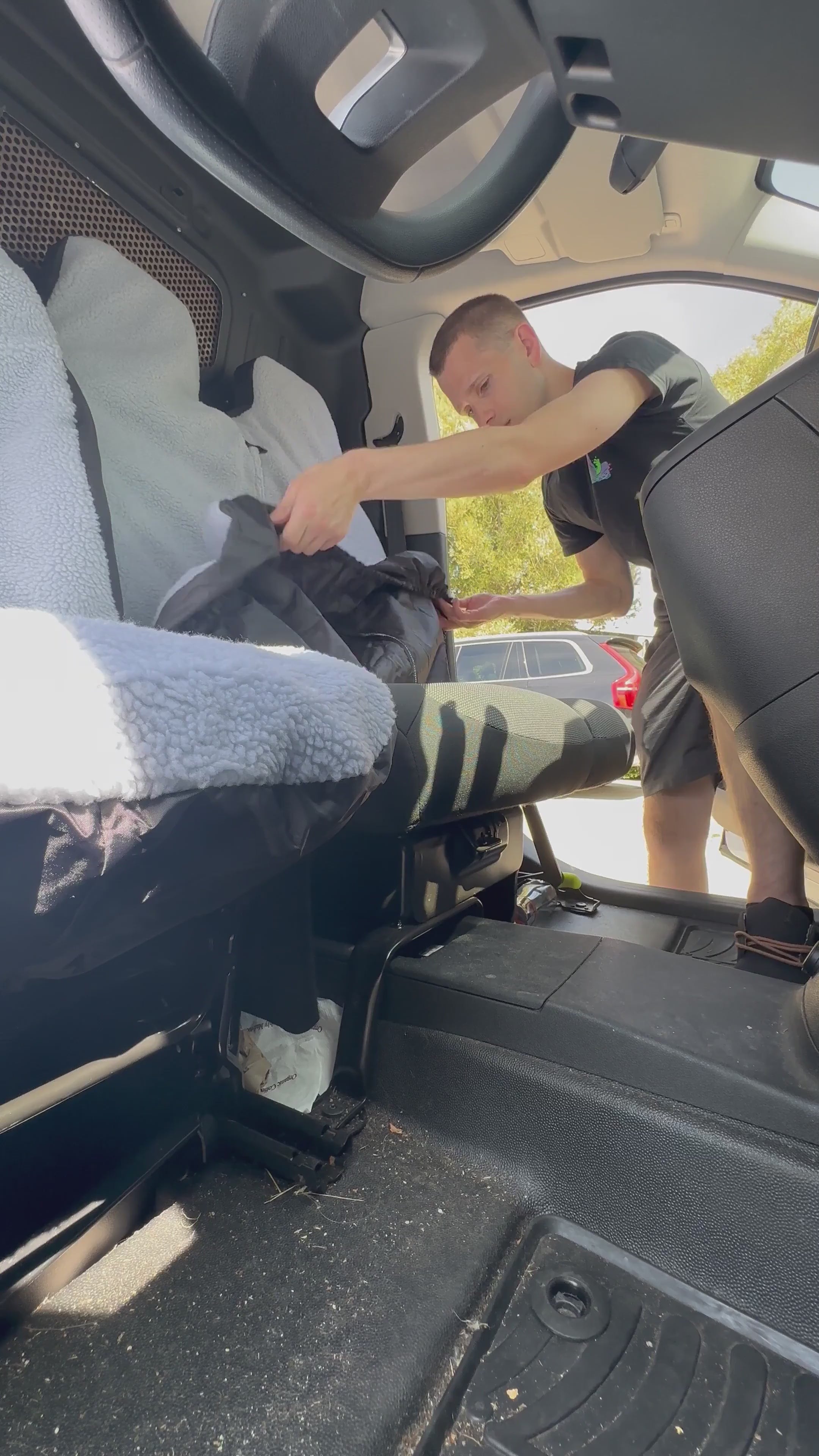 Fluffy Van Seat Covers stretch fit
