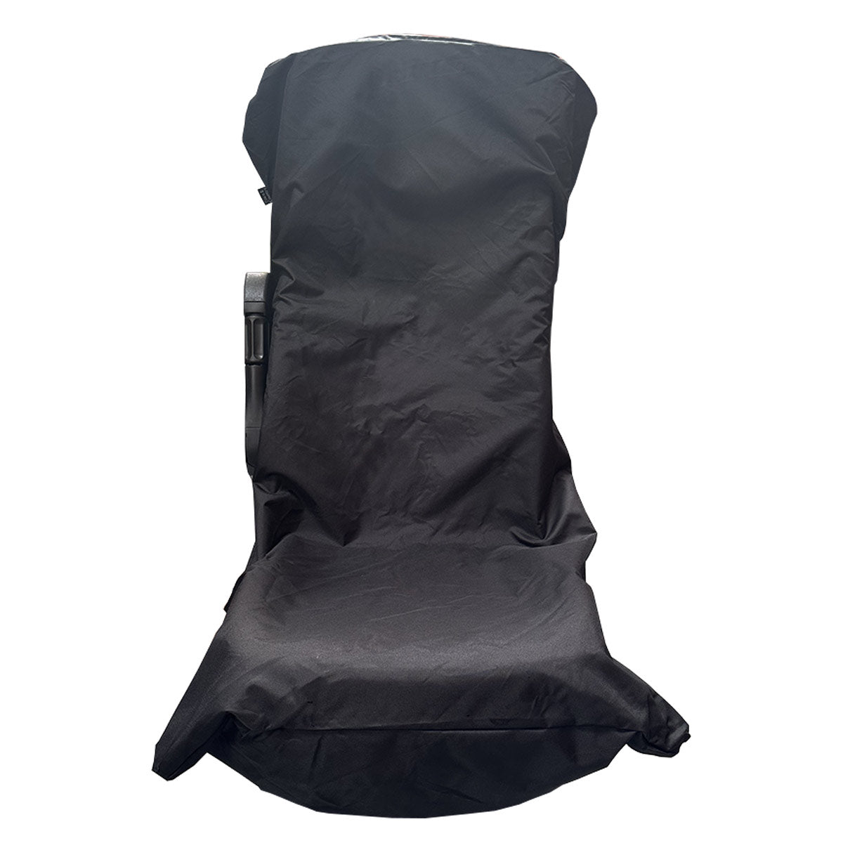 Black seat cover on truck seat