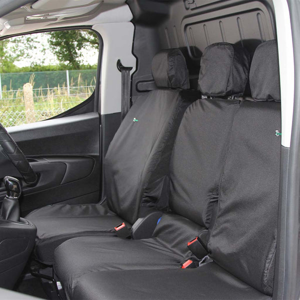 thumbnail image 2 of Luxury Black Quilted Diamond Faux Leather Seat Covers For Fiat Doblo & Cargo Front Seats 2 of 5