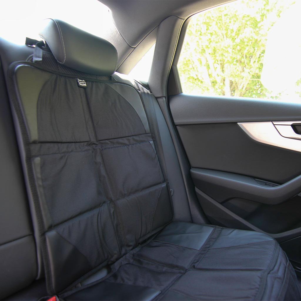Car Seat Protector Mat For Under Child Car Seat - Thick Padding, Waterproof, Non-Slip, With Mesh Pockets, Fits Most Cars